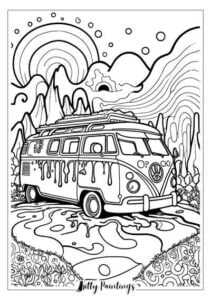 18+ Hippie Coloring Pages for Adults - Free Printables